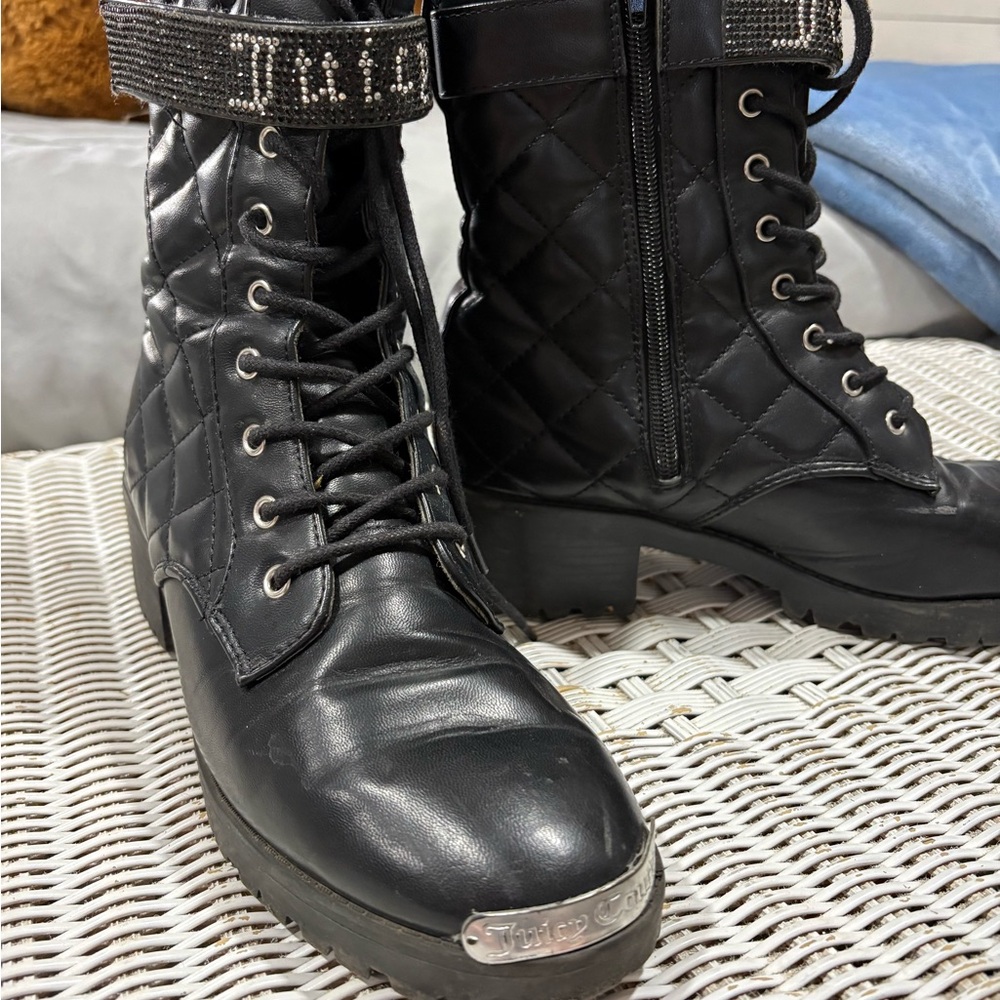 Juicy Couture Black Quilted Combat Boots